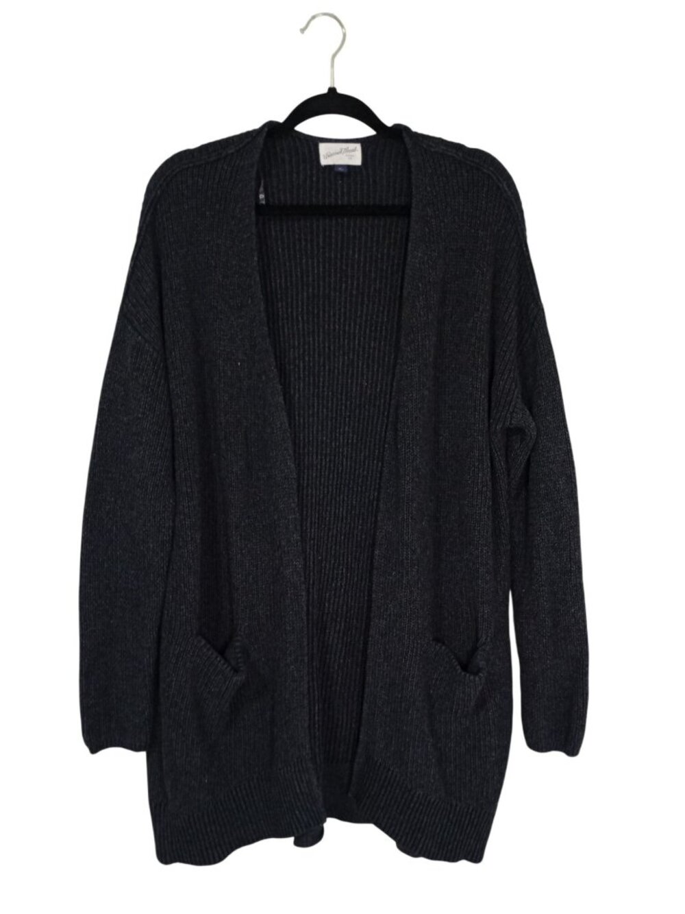 Universal Thread Charcoal Gray Open Front Knit Cardigan Sweater With Pockets XL